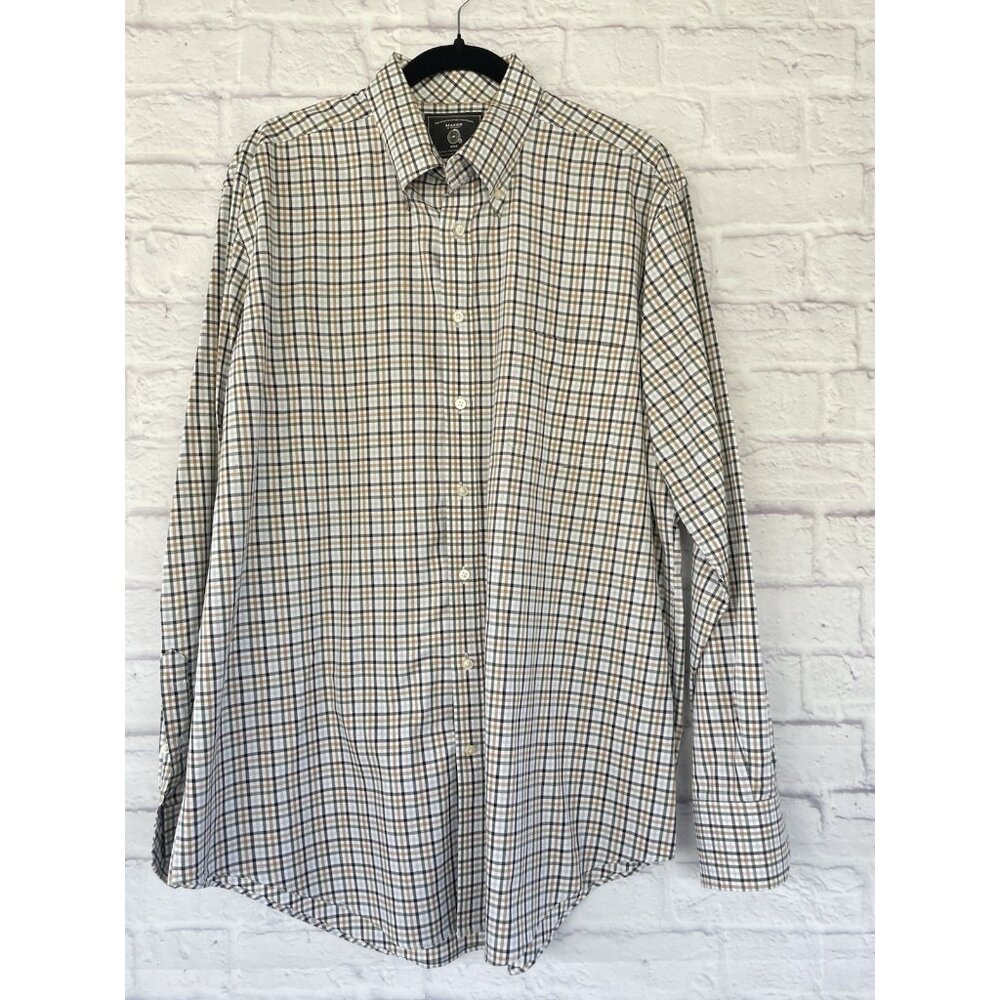 Maker & Company Classically Tailored plaid long sleeve button down shirt size XL